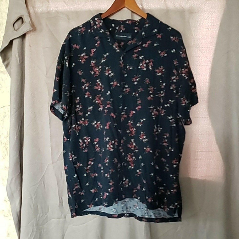 Abercrombie & Fitch Shirt Mens 2XL Blue Floral Short Sleeve Button-Up Casual
